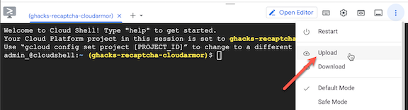 Cloud Shell Upload