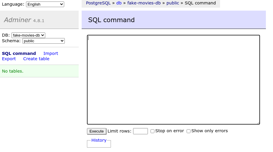 Execute SQL command